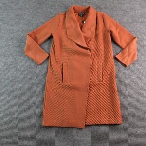Steve Madden Jacket Womens L Orange Quilted Knit Long Collared Pockets NWT